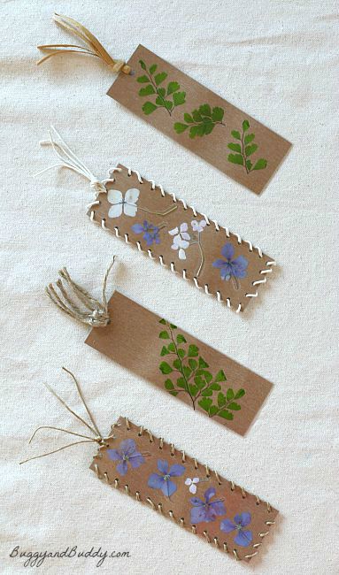 Bookmark Craft for Kids Using Pressed Flowers and Leaves