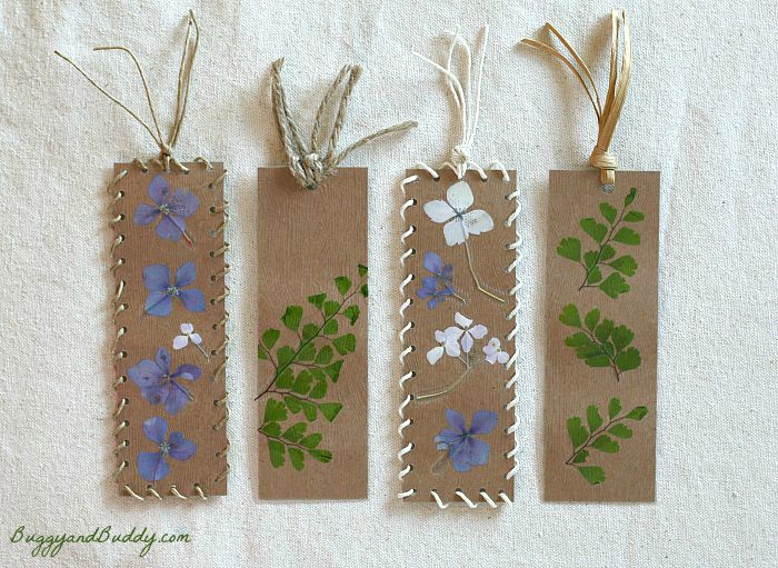 Bookmark Craft for Kids Using Pressed Flowers and Leaves ~ BuggyandBuddy.com