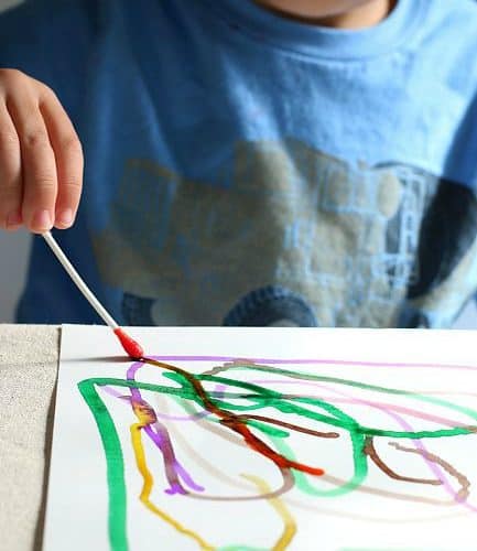 Q-tip Painting for Kids Using Watercolor Paint