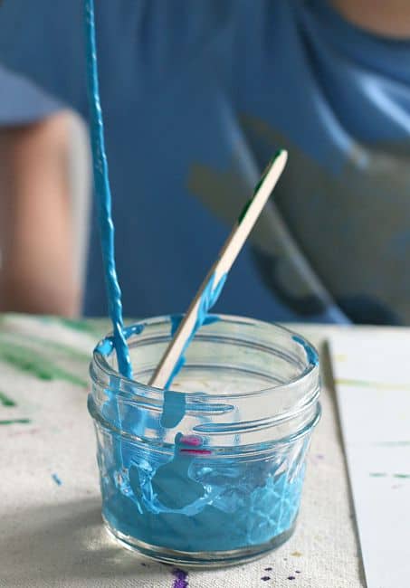 Process Art for Preschoolers: Painting with Yarn and Tempera Paint