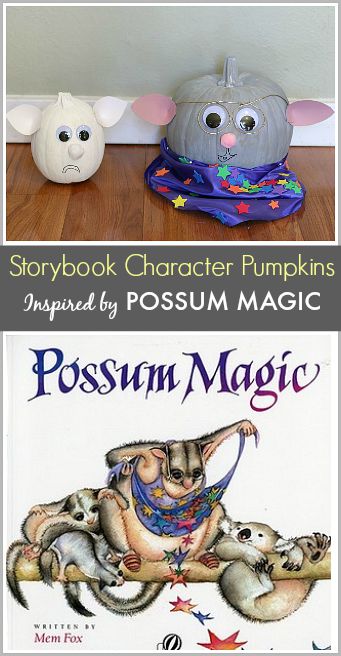 Storybook Character Pumpkins: Grandma Poss and Hush from Possum Magic by Mem Fox