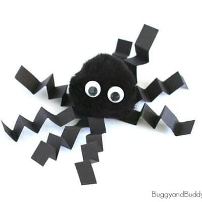 Pom Pom Spider Craft for Kids for Halloween