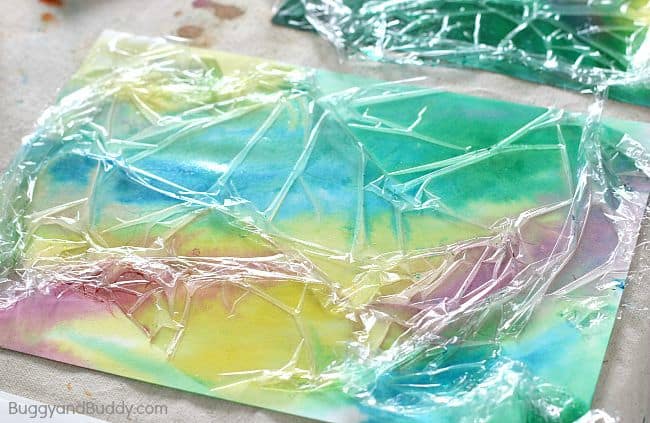 painting using plastic wrap