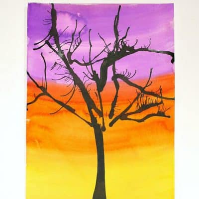 Make Spooky Trees for Halloween Using Blow Art