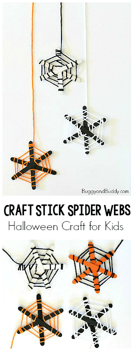 spider web craft for kids using popsicle sticks and yarn