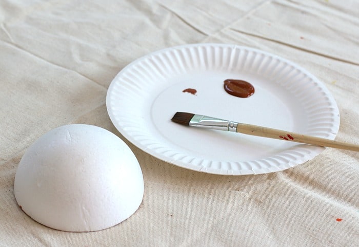 paint your half ball of styrofoam brown