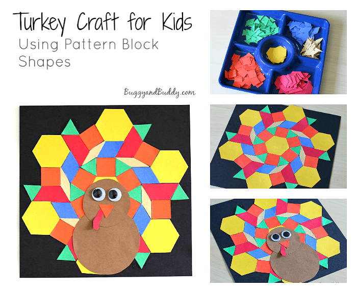 Turkey Craft for Kids Using Pattern Block Shapes