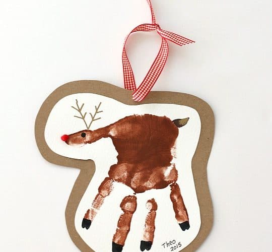 Handprint Reindeer Christmas Ornament Craft for Kids