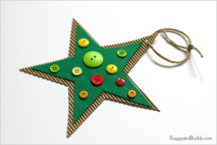 Button Star Christmas Ornament Craft for Kids: Inspired by the children's book, Corduroy! Perfect for toddlers, preschoolers, and kindergarten! ~ BuggyandBuddy.com