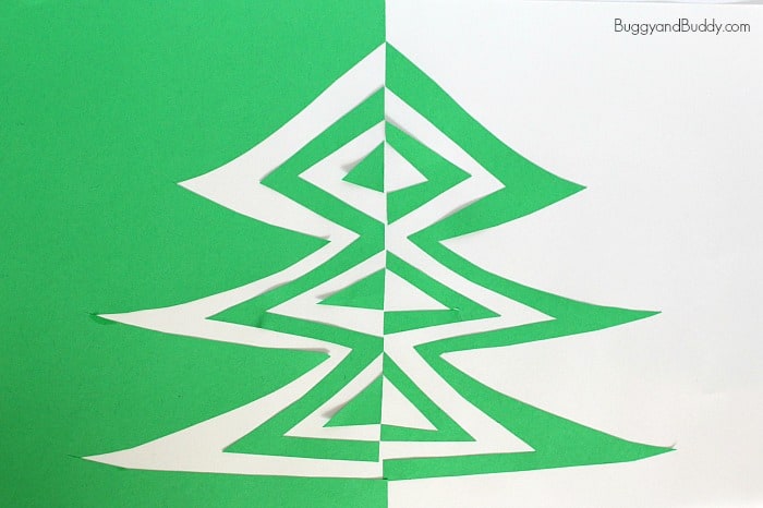 Symmetry Christmas Tree Art Project for Kids