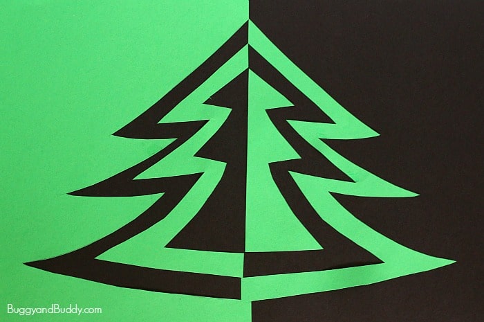 Symmetry Christmas Tree Art Project for Kids