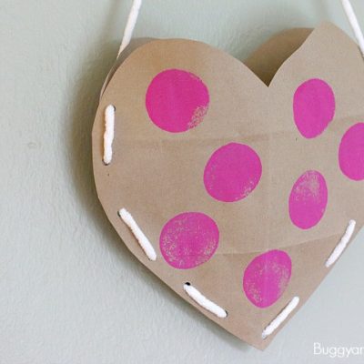 Heart Valentine Holder Made from a Brown Paper Grocery Bag