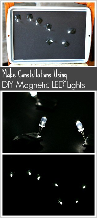 Astronomy for Kids: Make constellations using DIY magnetic LED lights- a fun science activity for kids to explore stars and the night sky! ~ BuggyandBuddy.com