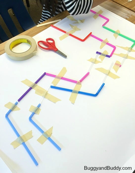 STEM Challenge for Kids: Create mazes and obstacles for Hexbugs using straws