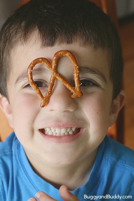 making shapes with pretzels