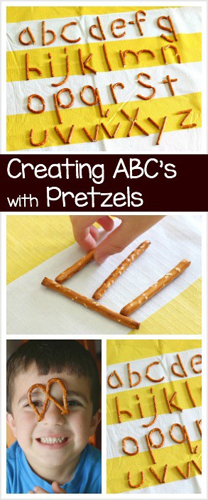 Fun Preschool and Kindergarten Activity: Making letters of the alphabet using pretzels!