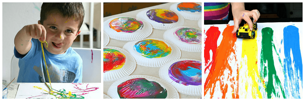 process art for preschoolers using tempera paint