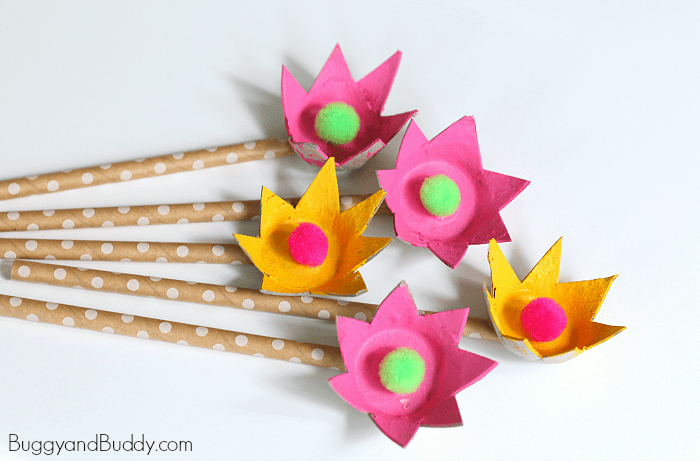 craft for kids- how to make egg carton flowers