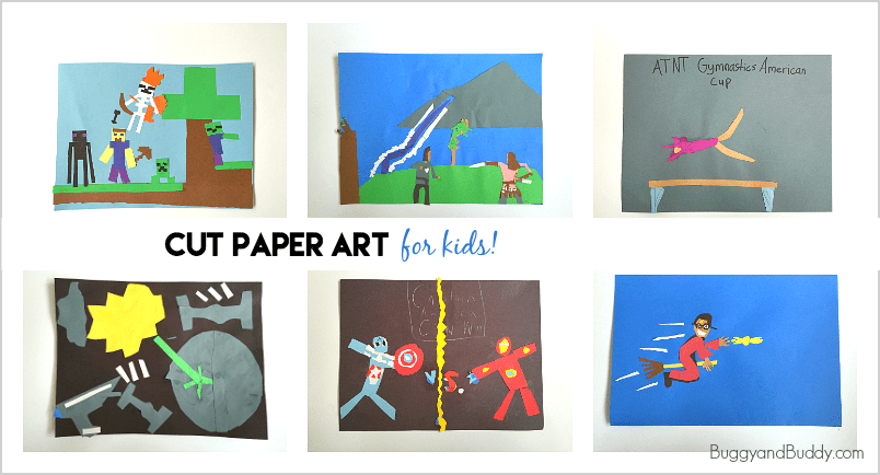 easy art project for kids: create artwork using cut paper shapes