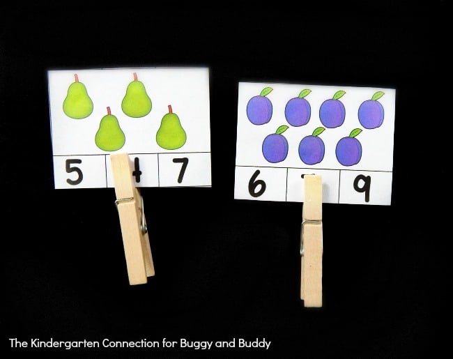 fruit themed count and clip cards for counting practice