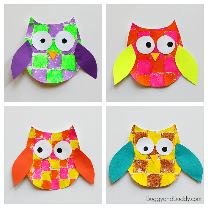 Sponge Painted Owl Craft for Kids with free owl template printable