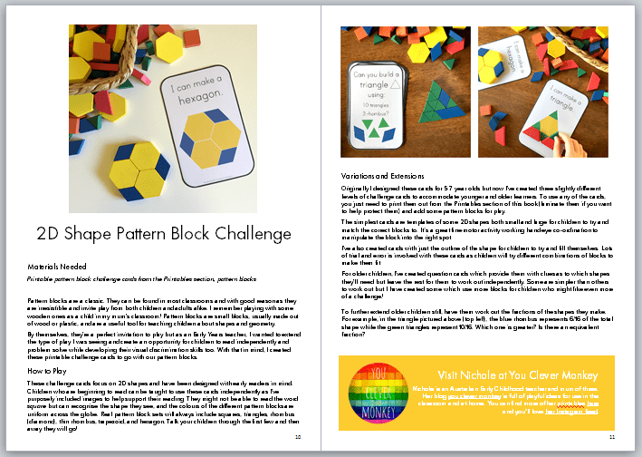 math for kids: pattern block challenge cards