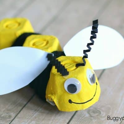 Yarn-Wrapped Egg Carton Bee Craft for Kids