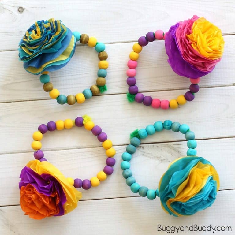 Tissue Flower Bracelet Craft for Kids