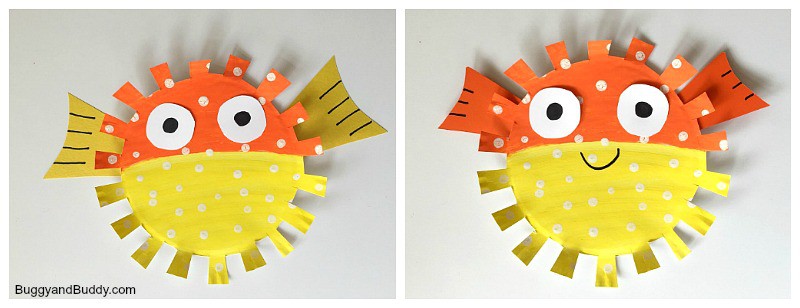 paper plate pufferfish craft for kids