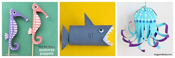 cardboard tube ocean crafts for kids