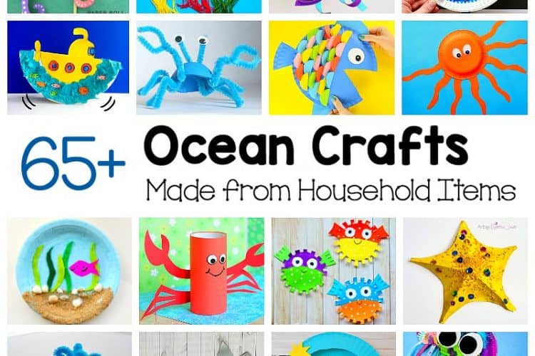 ocean crafts for kids using common materials from around the house like paper plates, egg cartons, plastic bags and more!