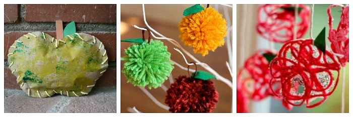 Apple crafts for kids using yarn 