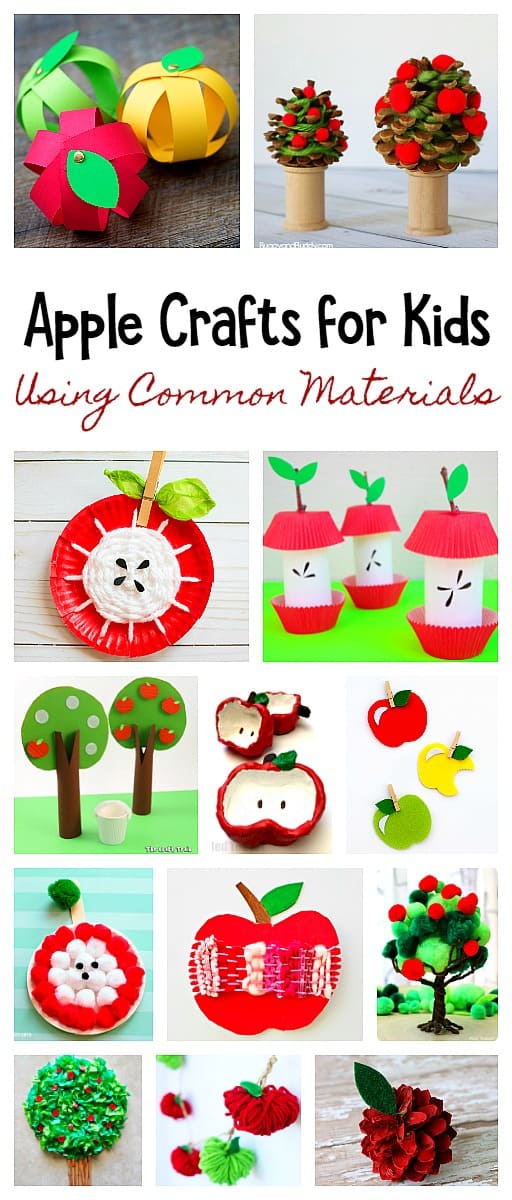 Apple Crafts for Kids Using Common Materials from Around the House: Including paper plate apples, pinecone apples and apple trees, pom pom apples and more!