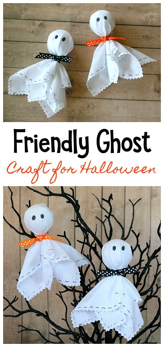 Friendly Ghost Craft for Halloween: Easy fabric ghost craft for kids and adults