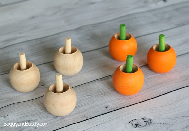 pumpkin inverted spinning top craft and science for kids for fall or Halloween