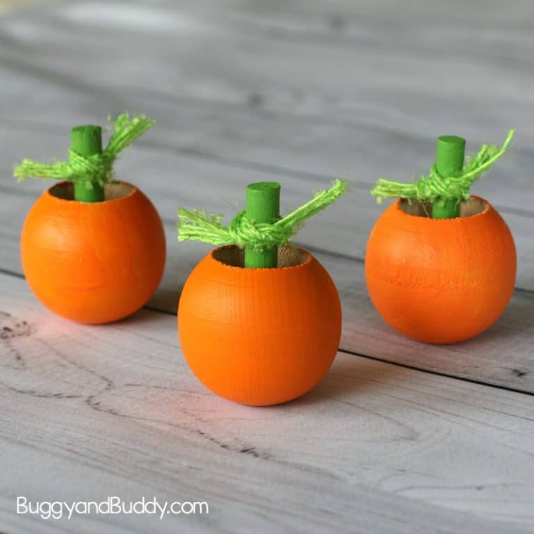 pumpkin spinning tops craft and science activity for kids for fall or Halloween
