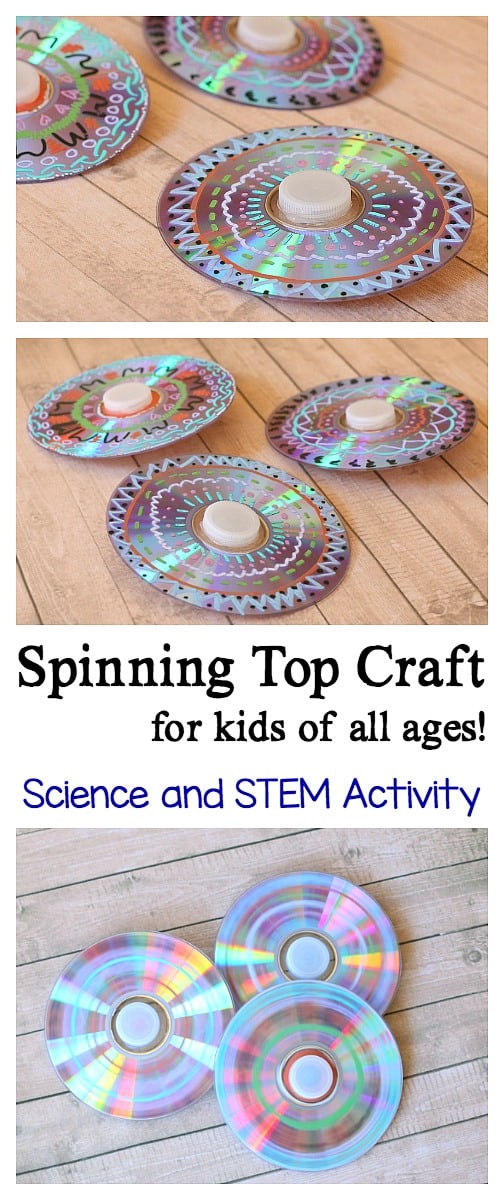 How to Make a Spinning Top with a CD: Fun science project, STEM activity and craft for kids!