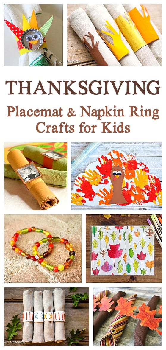 Thanksgiving Placemat Crafts and Napkin Ring Crafts for Kids