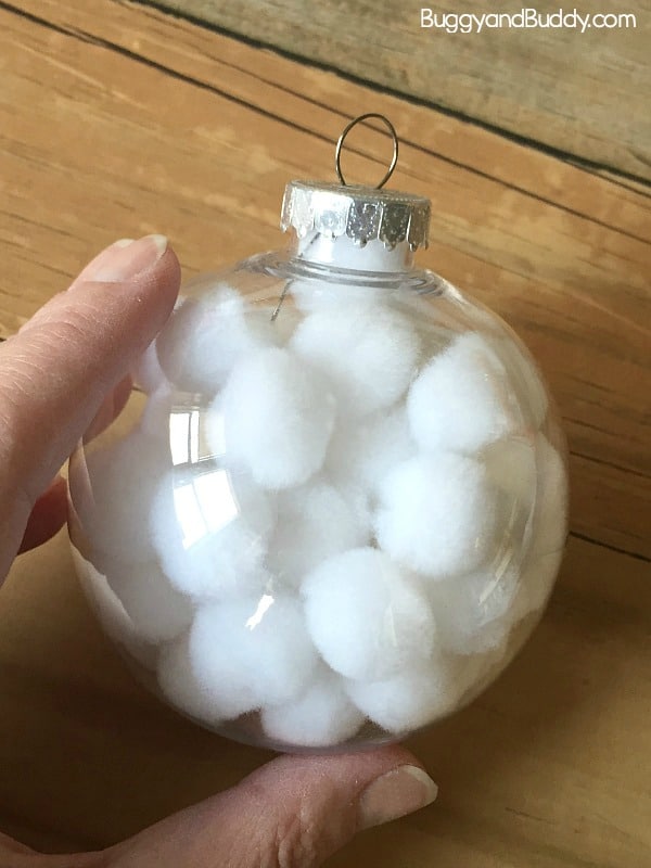 pom pom and bulb christmas ornament craft for kids