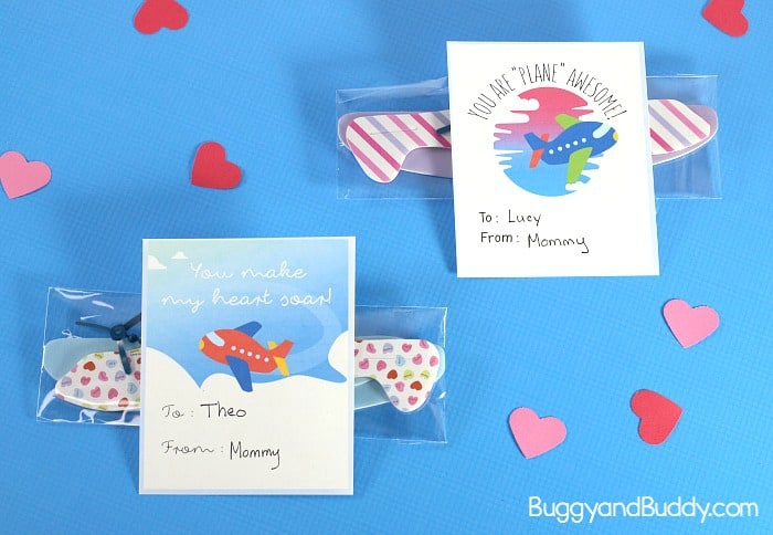 free printable airplane valentines with glider favor