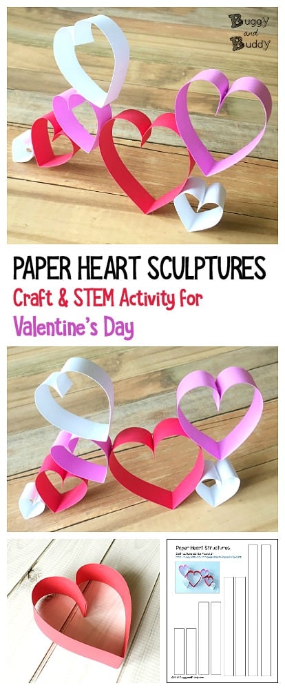 valentine's day craft for kids using paper hearts with free printable template