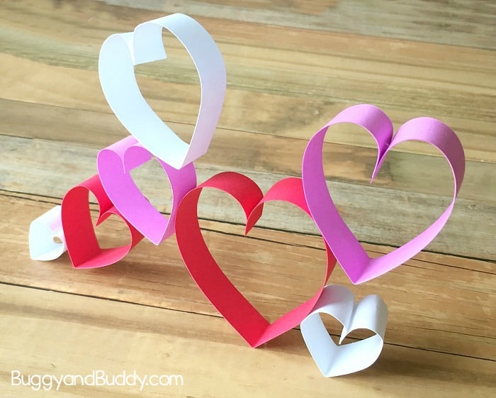 valentine's day craft for kids using paper hearts with free printable template- STEM Challenge for kids