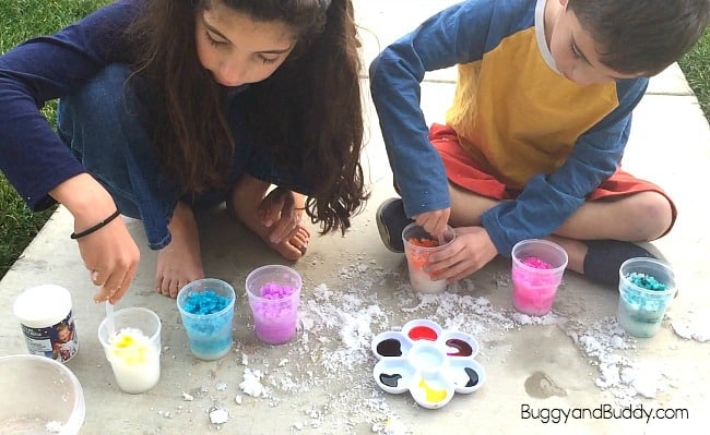 Winter STEM / STEAM Activity for Kids: Exploring Insta-Snow and Color Mixing