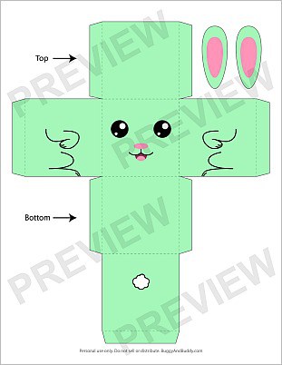 free bunny box craft template for Easter