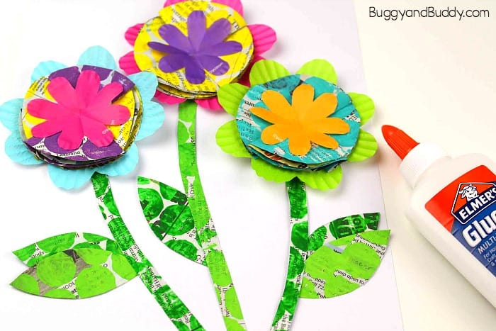glue your leaves and stems onto your flower craft