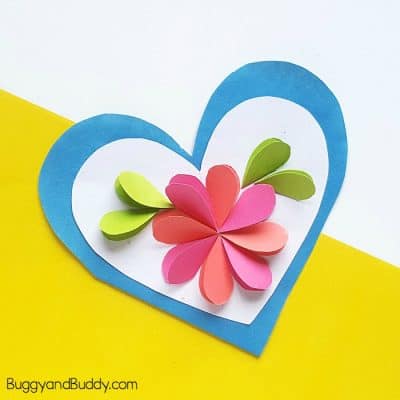 Homemade Heart and Flower Card Craft for Kids