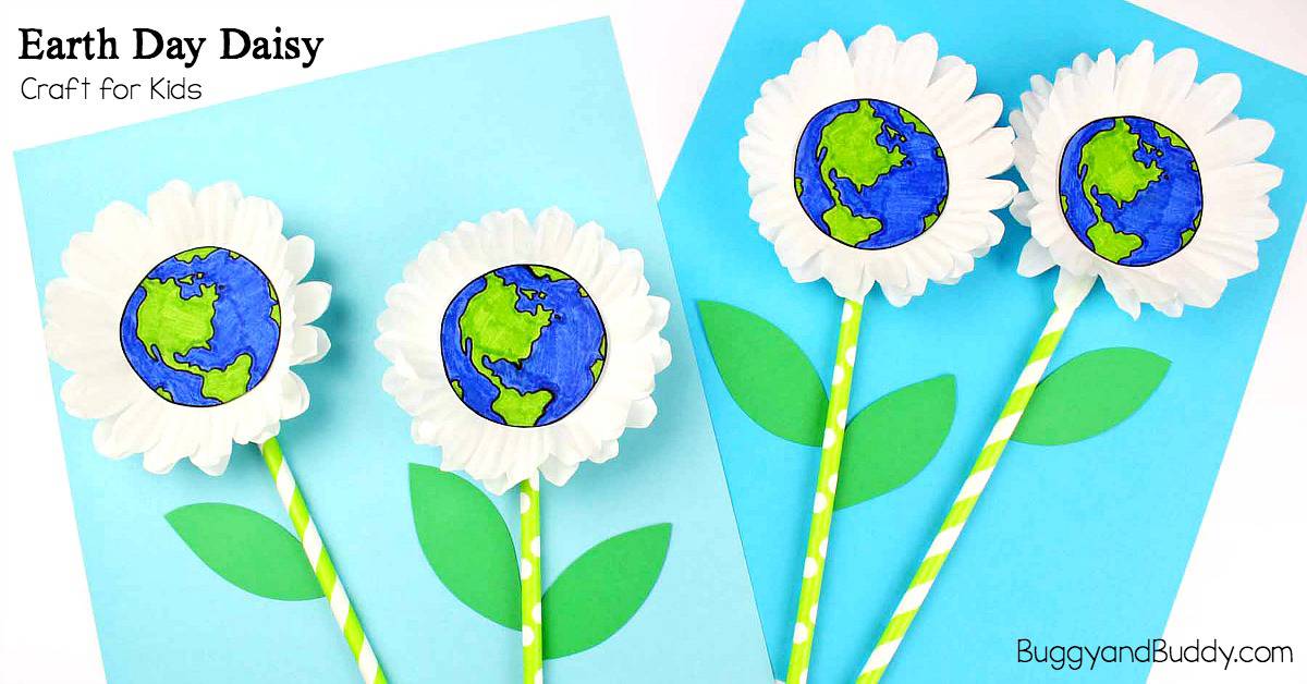 Earth Day Craft for Kids: Cupcake Liner Daisy Flower Craft for Kids
