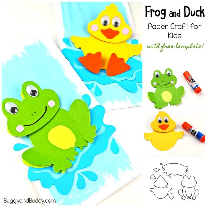 frog craft and duck craft for kids with free printable template
