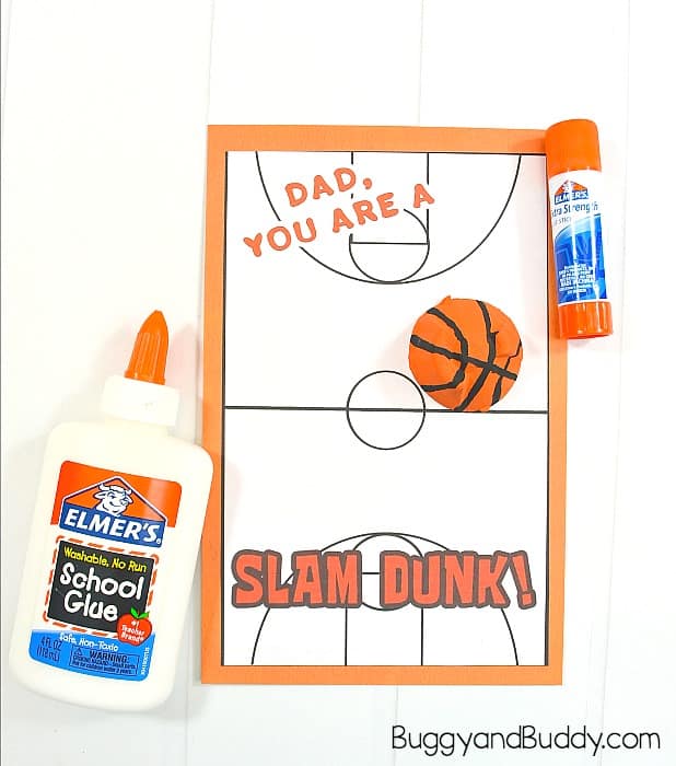 glue the free father's day card and egg carton basketball 