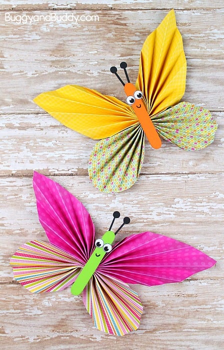 folded paper butterfly craft for kids